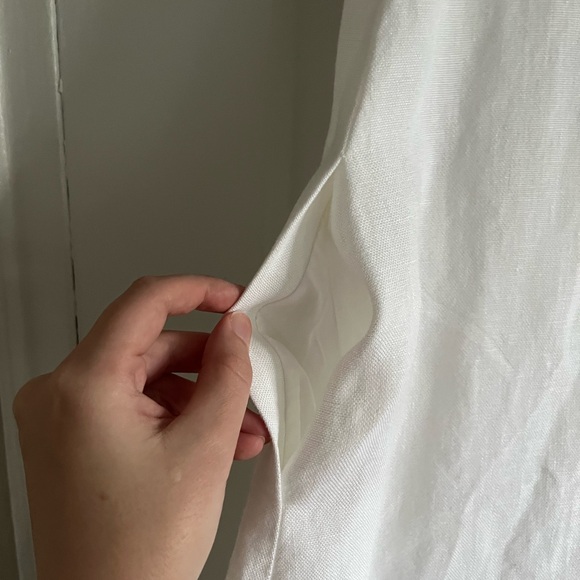 Theory Double V White Shift Linen Dress - Picture 5 of 7